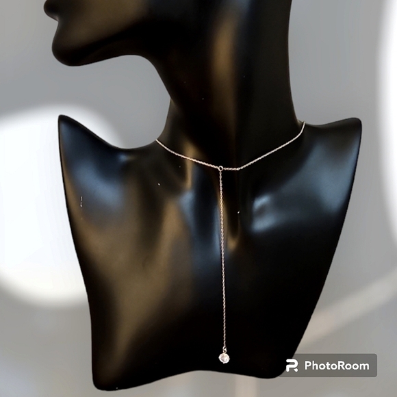 Private Label Jewelry - 5/$25 Dainty Silvertone Lariat Crystal Drop Necklace